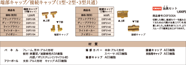 端部キャップ/接続キャップ(1型・2型・3型共通)