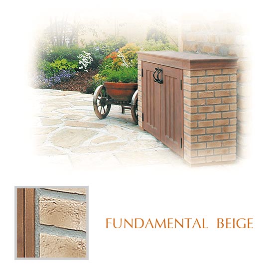 ベージュ｜落ち着いた明るいベージュのレンガと、少しダークなナチュラルブラウンの木