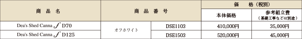 物置本体と参考組立費の価格