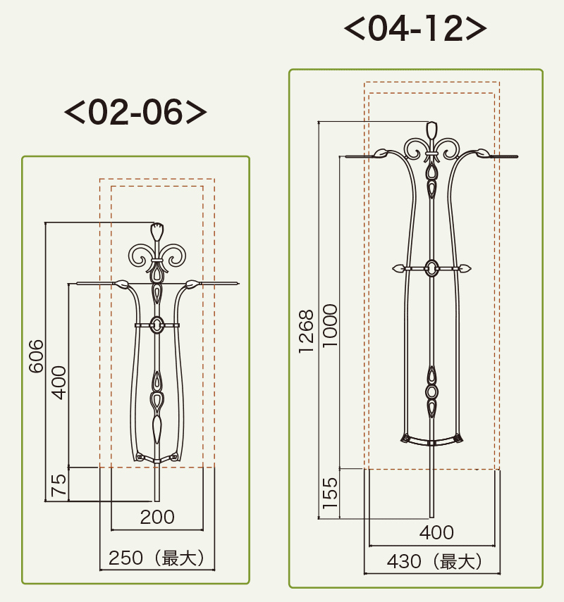 アールフィックスフェンス3型 施工寸法図