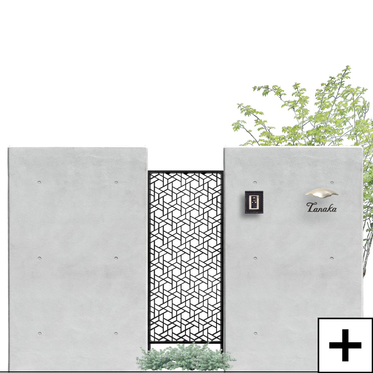 コンクレアAとキャストパネルで高級感を演出した外構コーディネート