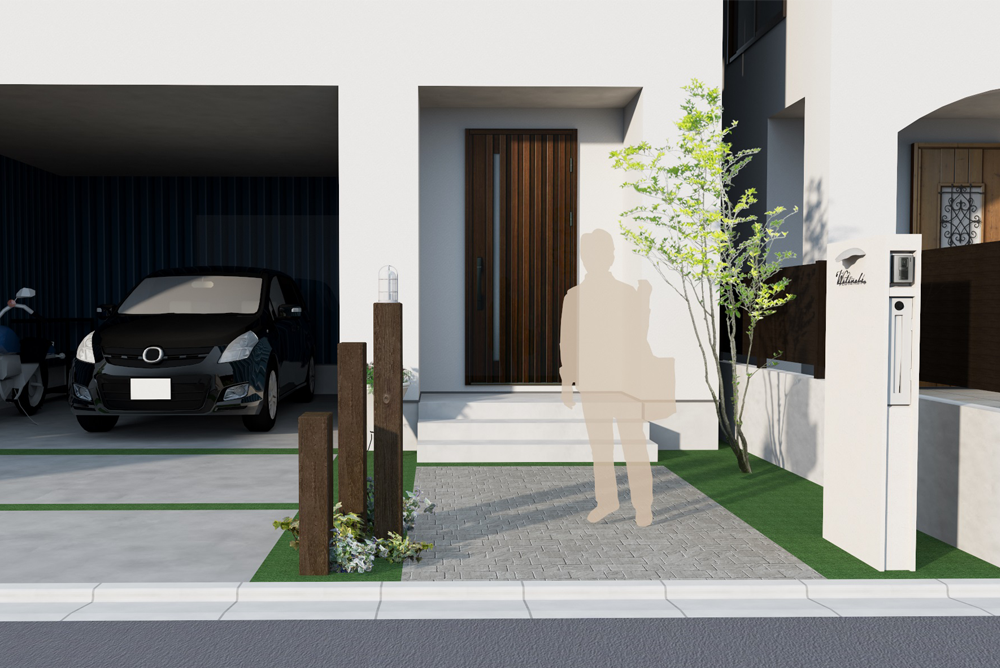 モノトーン住宅との組み合わせ