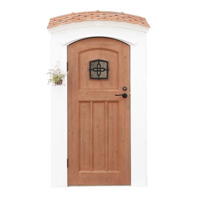 スパニッシュブラウン｜うろこ瓦と温かみがあるブラウン色の扉との組み合わせた小型物置